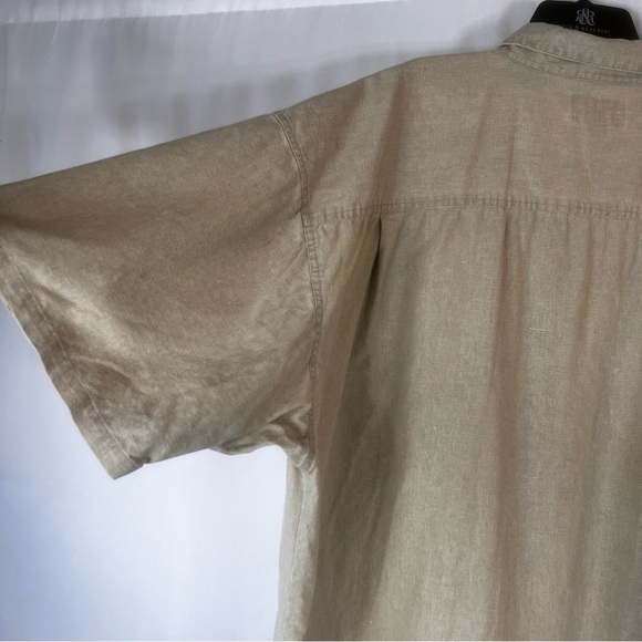 Big Dogs Mens Tan Short Sleeve Button-Up Vintage Shirt Tan Men's Shirt Size: 4X - Picture 14 of 15